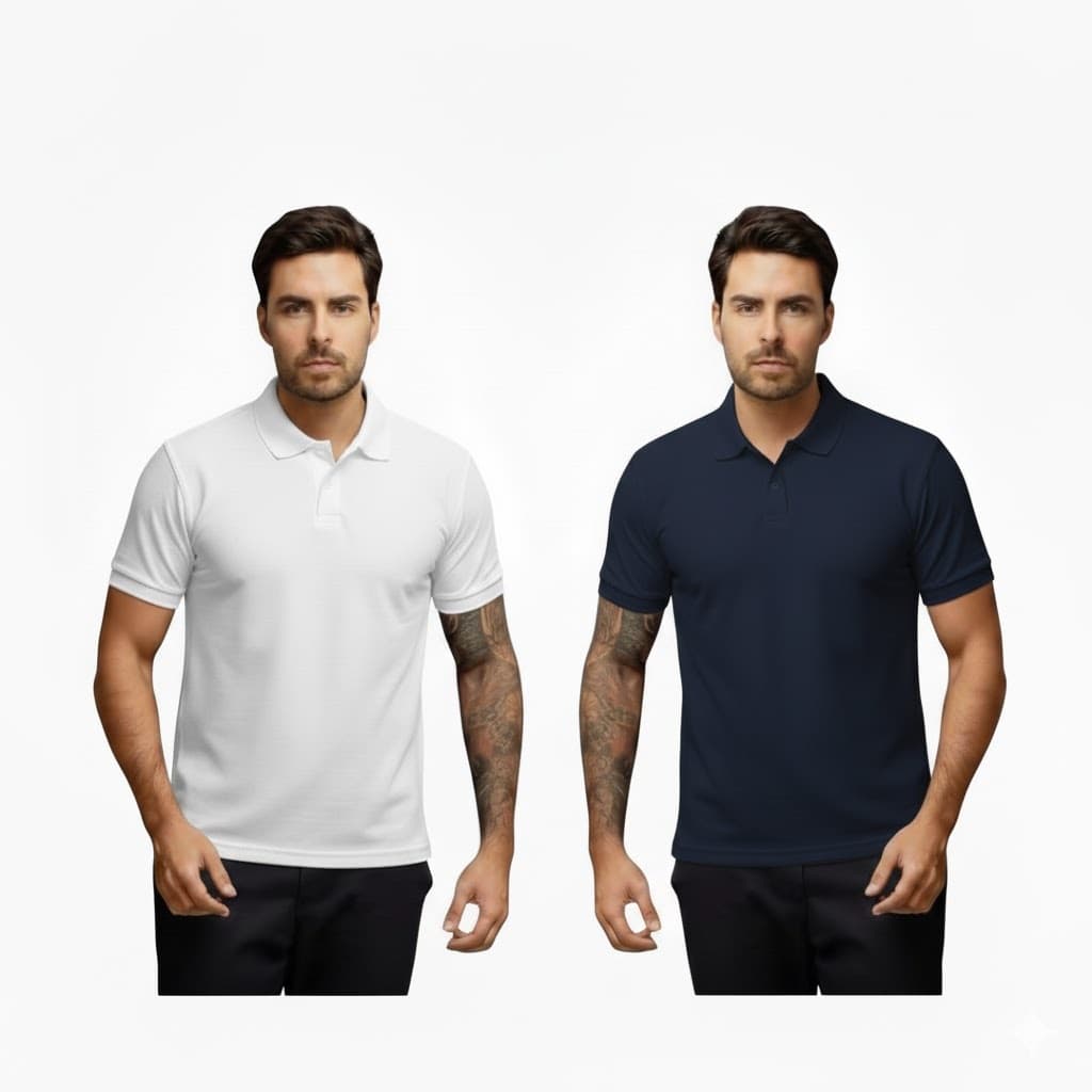 Kit 2 Camisetas Polo Básica Masculina Lisa Algodão Premium Dia a Dia Camisas
