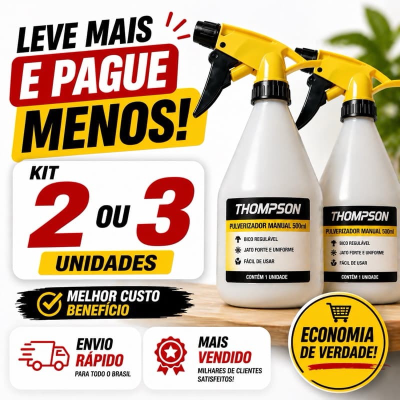 Borrifador Pulverizador 500ml Kit 2 ou 3 Unidades Profissional Multiuso Jardim Limpeza