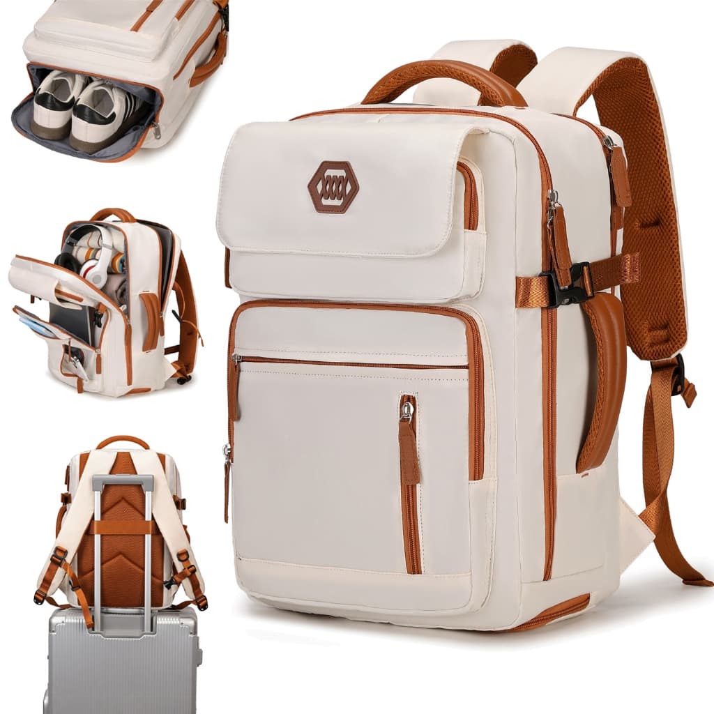 Mochila de Laptop Unisex, Reforçada à Prova de Água, Mochila de Viagens com Cinta para Bagagem Executiva
