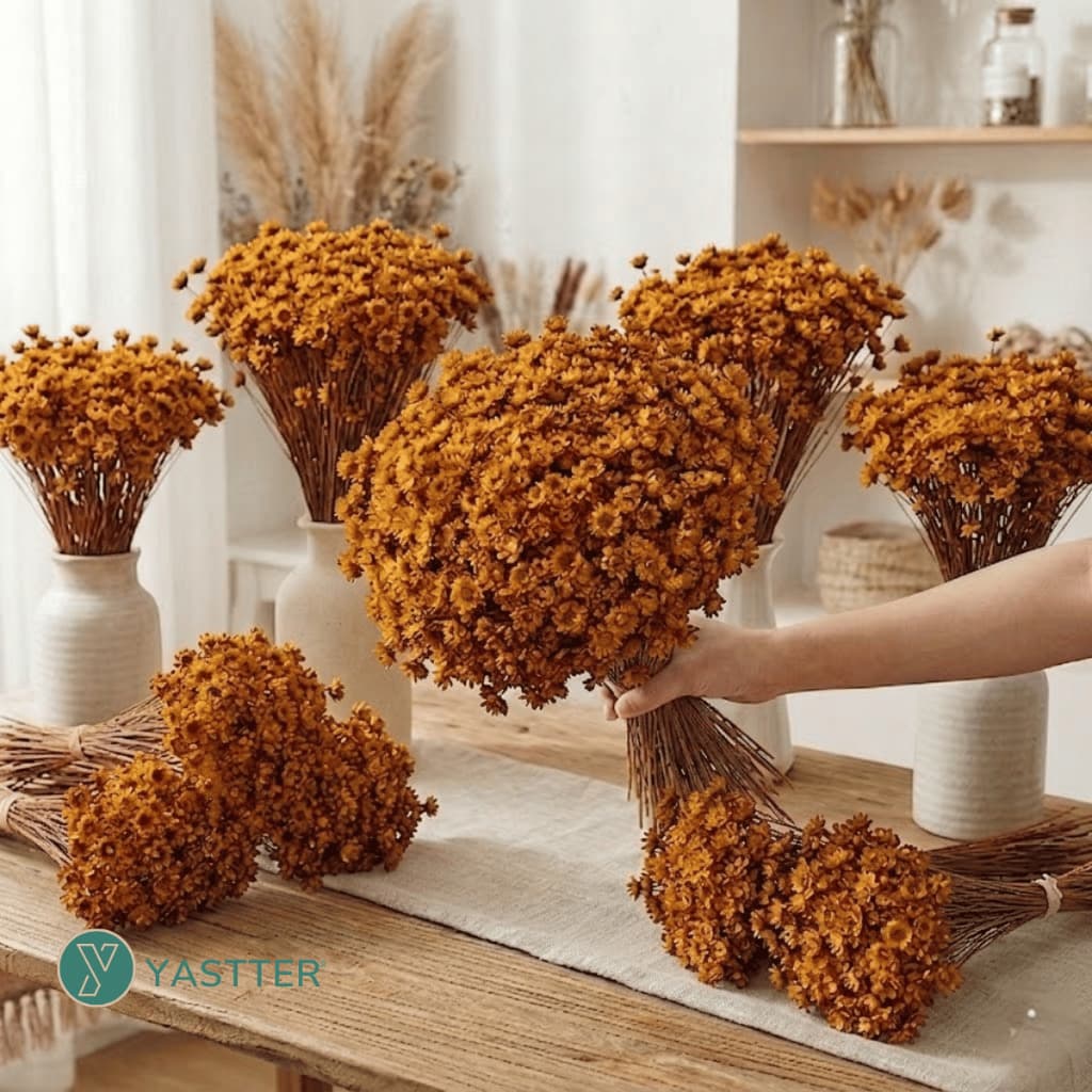 Flor Sempre Viva Desidratadas e Secas - Cor Dourada | 200 a 1.000 Flores Decoração, Arranjo e Buquê