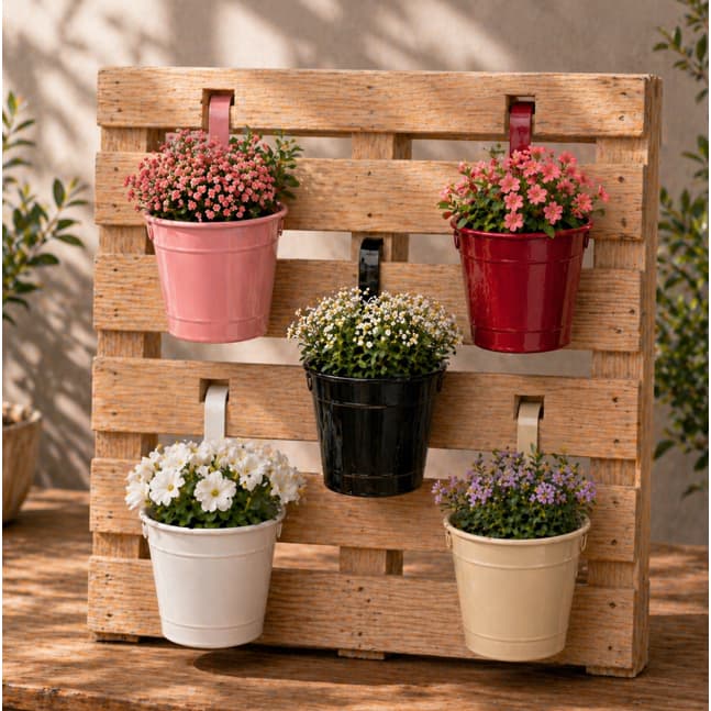 4 Cachepot Alça Lateral Pallets Jardim Flores Vasinho Pendurar