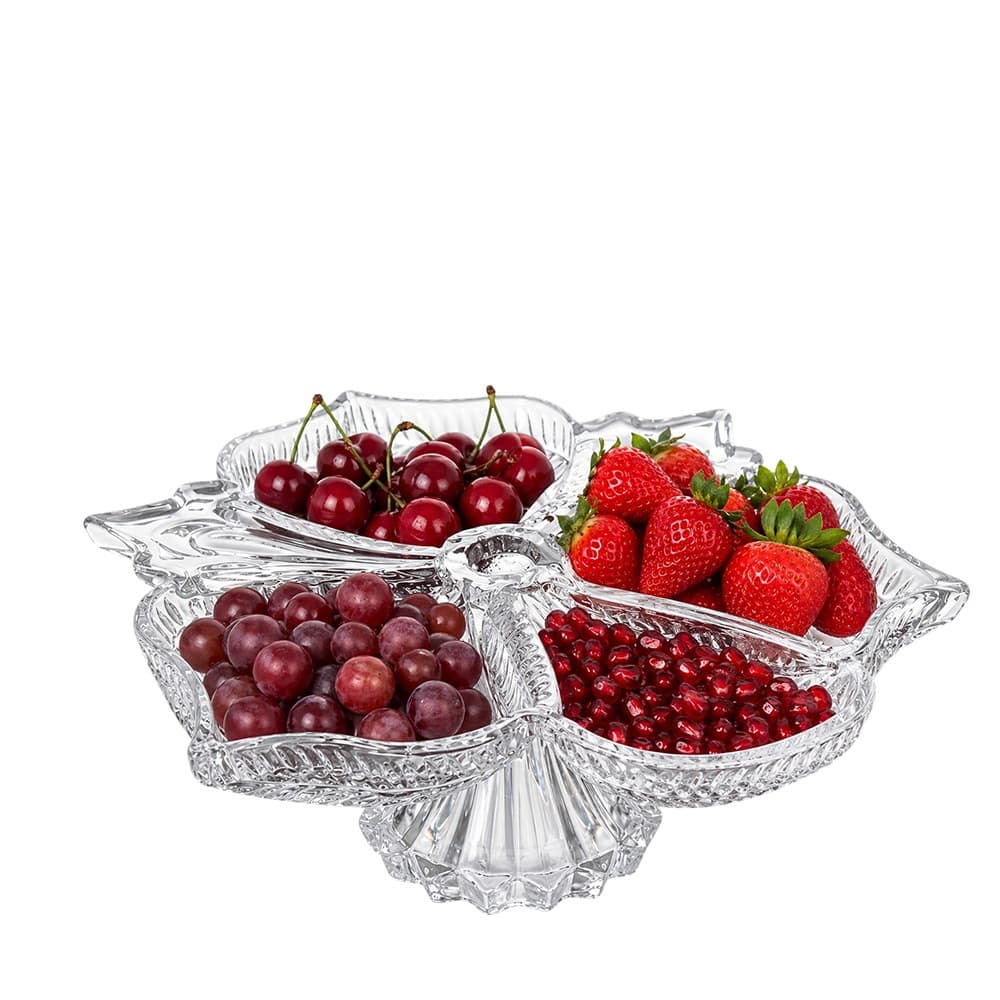 Fruteira de Vidro Folhas, Fruteira Para Mesa, Petisqueira Mesa 34cm – Ruvolo