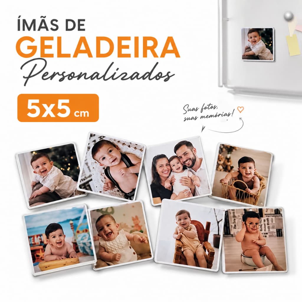 Até 80 Foto Imã Geladeira 5x5cm Foto Alta Resolução e Resistencia lembrancinha Fia dos Pais
