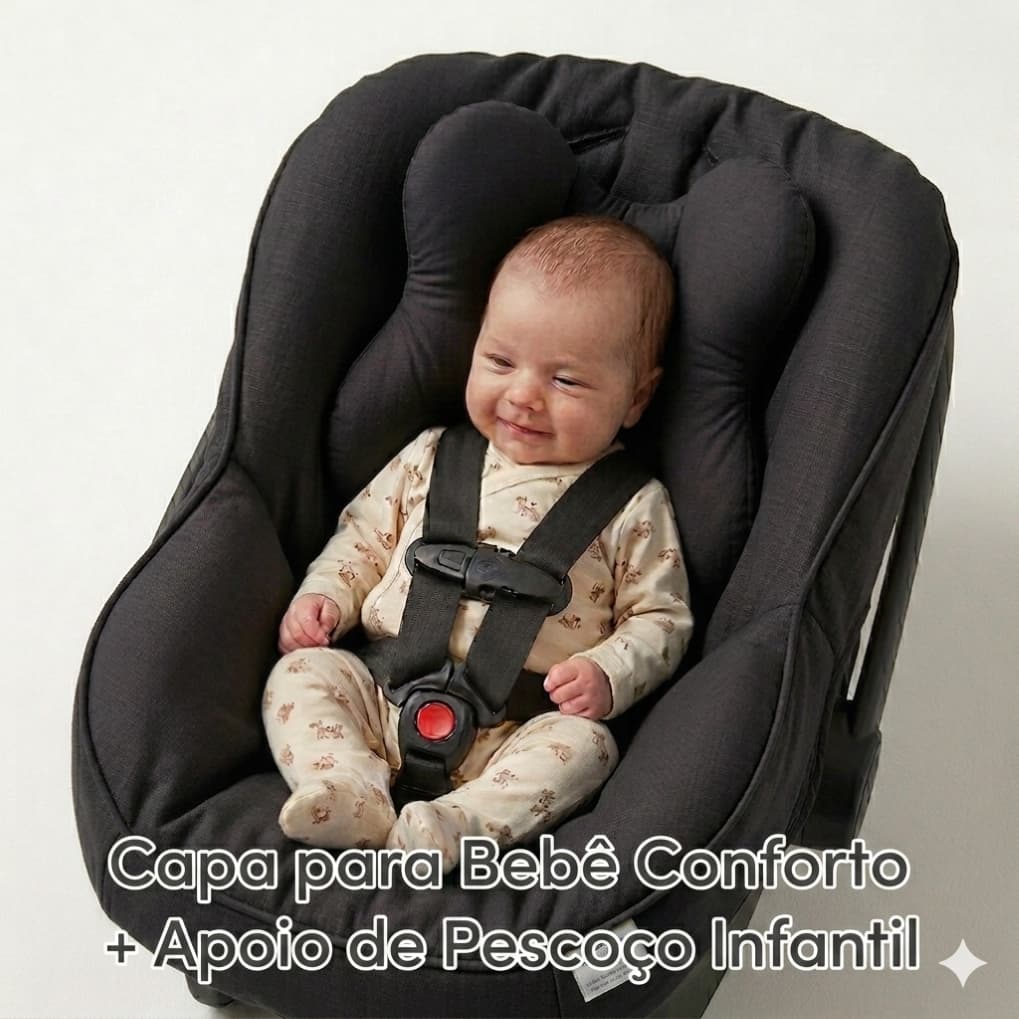 Kit Capa Para Bebê Conforto+Apoio de Pescoço Infantil Menino/Menina 100%Poliéster