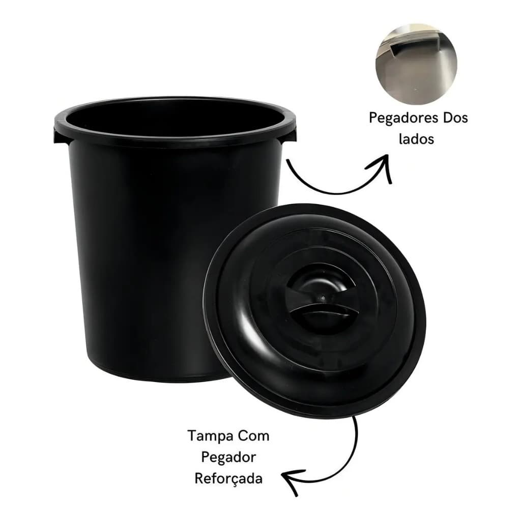 Cesto 100 L Plasnorthon Reforçado Com Tampa