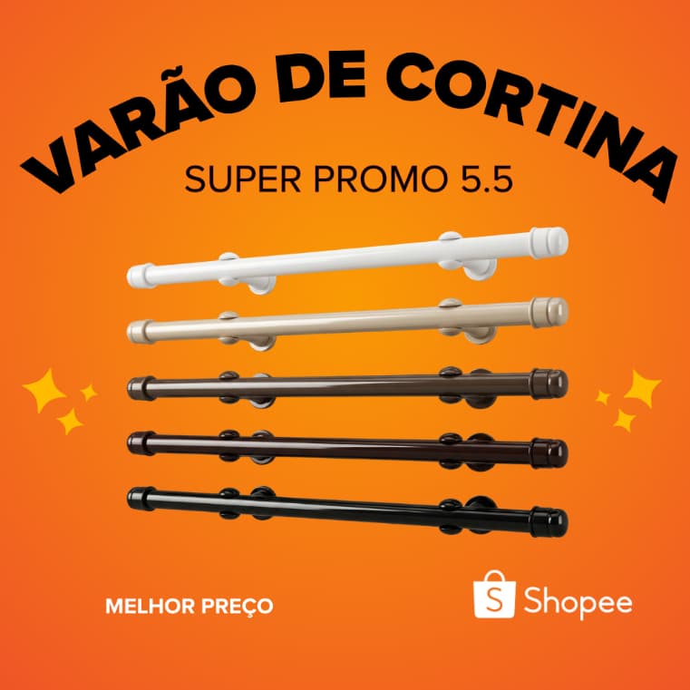 Kit Varão para Cortina 19mm 1,5 Metro Completo Premium Elegante com Suporte e Ponteira