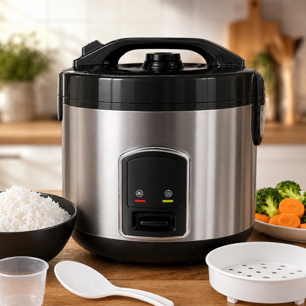 Panela de Arroz Elétrica 1L 400W Antiaderente Vapor Compacta Prática Rápida 127/220V