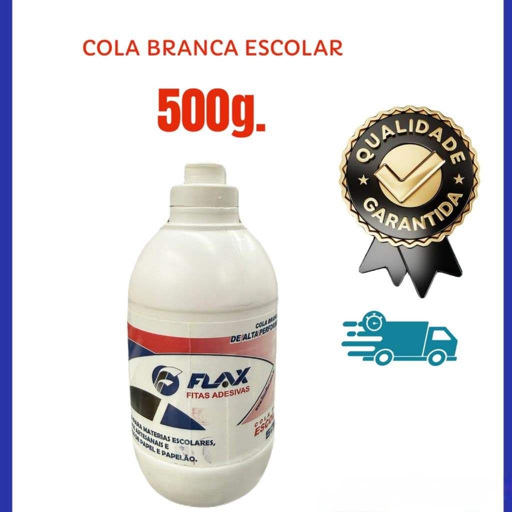 Cola Branca Escolar PVA 500g Papel Cartolina Papelão