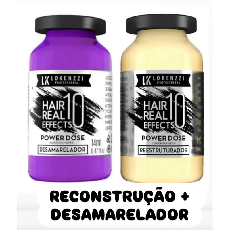 💆‍♀️ Kit Tratamento Capilar Lokenzzi | Reconstrução + Desamarelador | 2 Ampolas