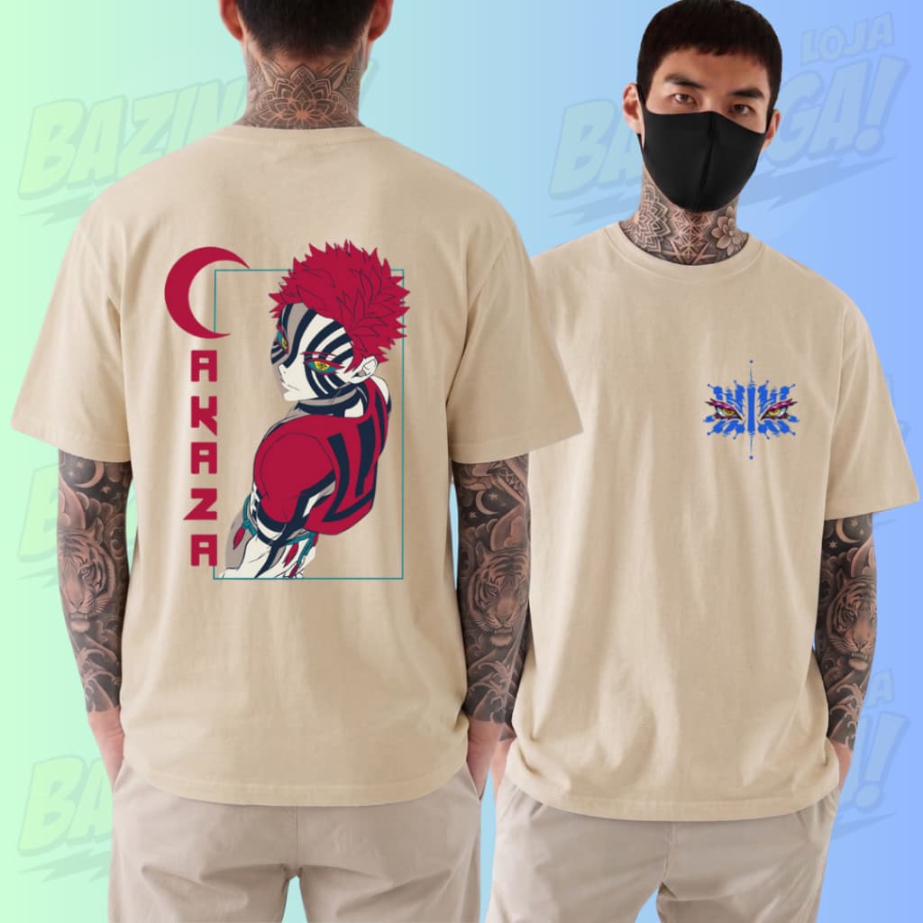 Camiseta DEMON SLAYER - Kimetsu NoYaiba - AKAZA lua superior 3 - anime
