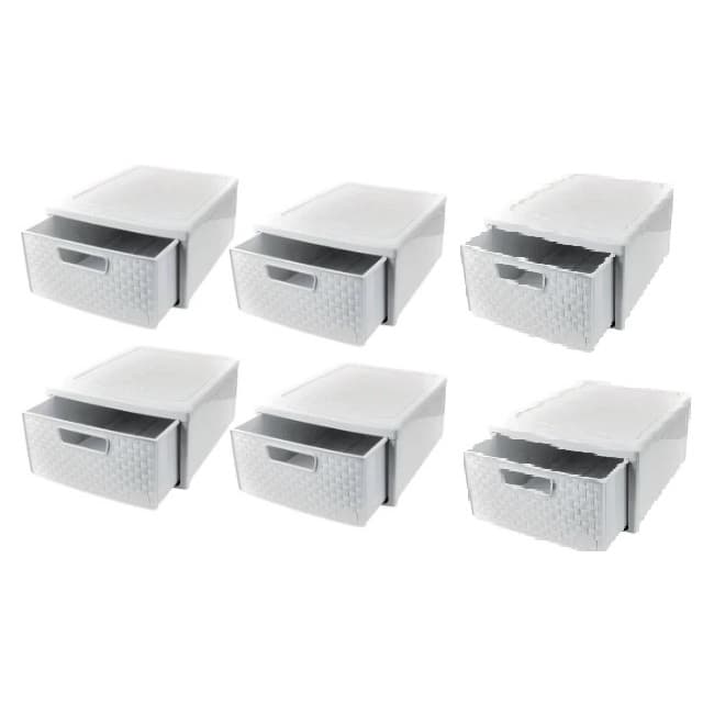 OFERTA KIT Gaveteiro Rattan  Empilhável Preto ou Branco Nitron