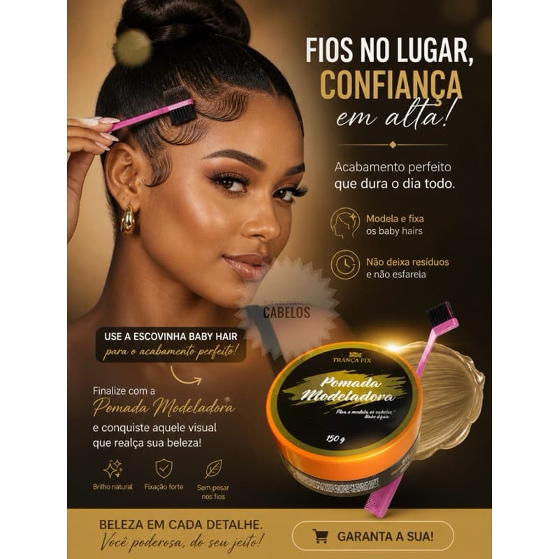 Pomada cera modeladora alta fixacção baby hair penteados trança e escovinha baby hair