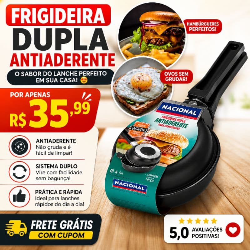 ✨ Frigideira Dupla Antiaderente: O Sabor do Lanche Perfeito em sua Casa! 🍳 Viva Momentos Deliciosos!