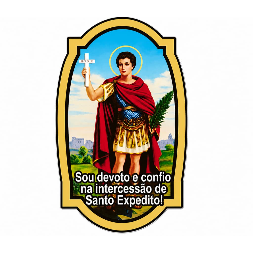 Adesivo com Moldura Santo Expedito Para Carro Moto Vidro Fácil Aplicação Durável Impermeável