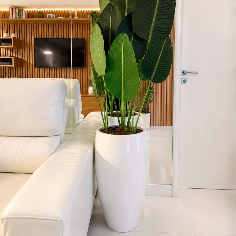 Vaso De Fibra De Vidro 52cm Vietnamita Atenas P Decoração