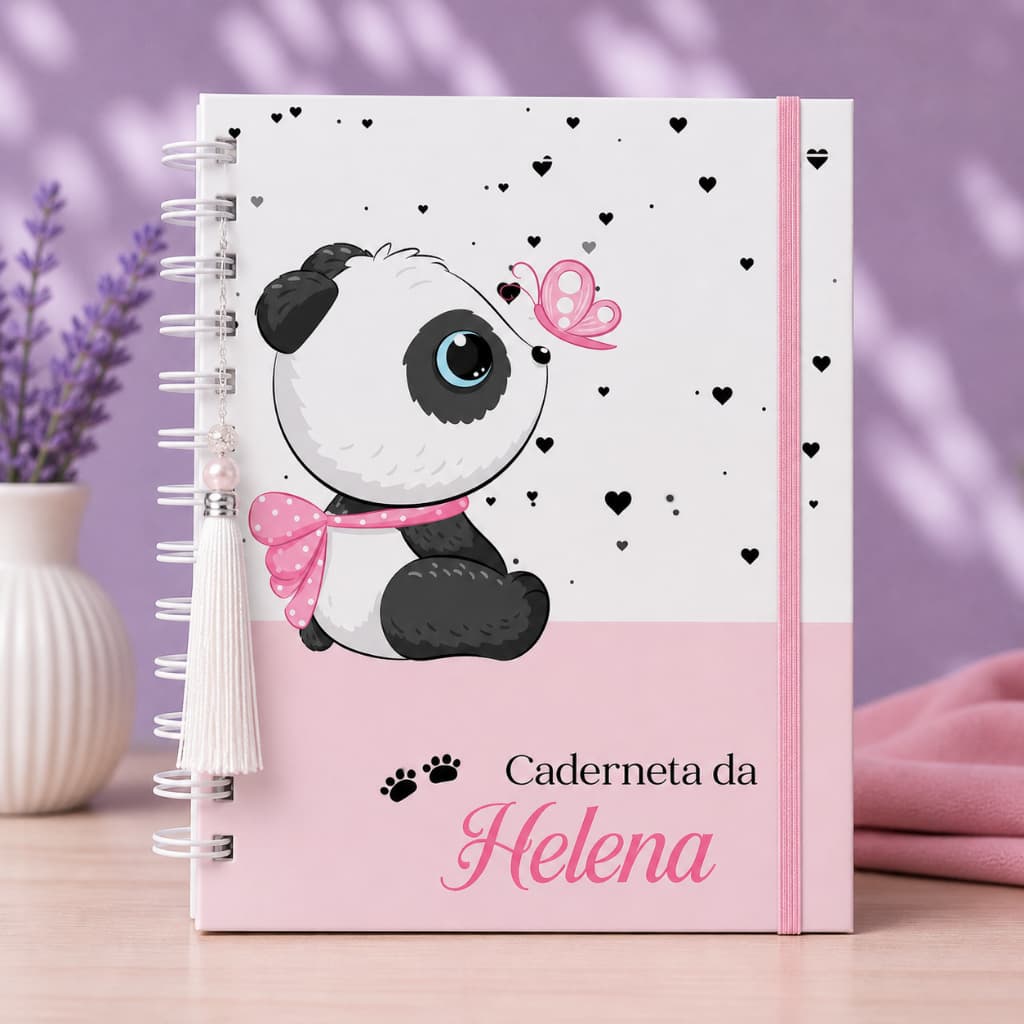 Caderneta de Saúde Personalizada – Caderneta de vacina Pandinha Rosa -Caderneta de Saúde Pandinha