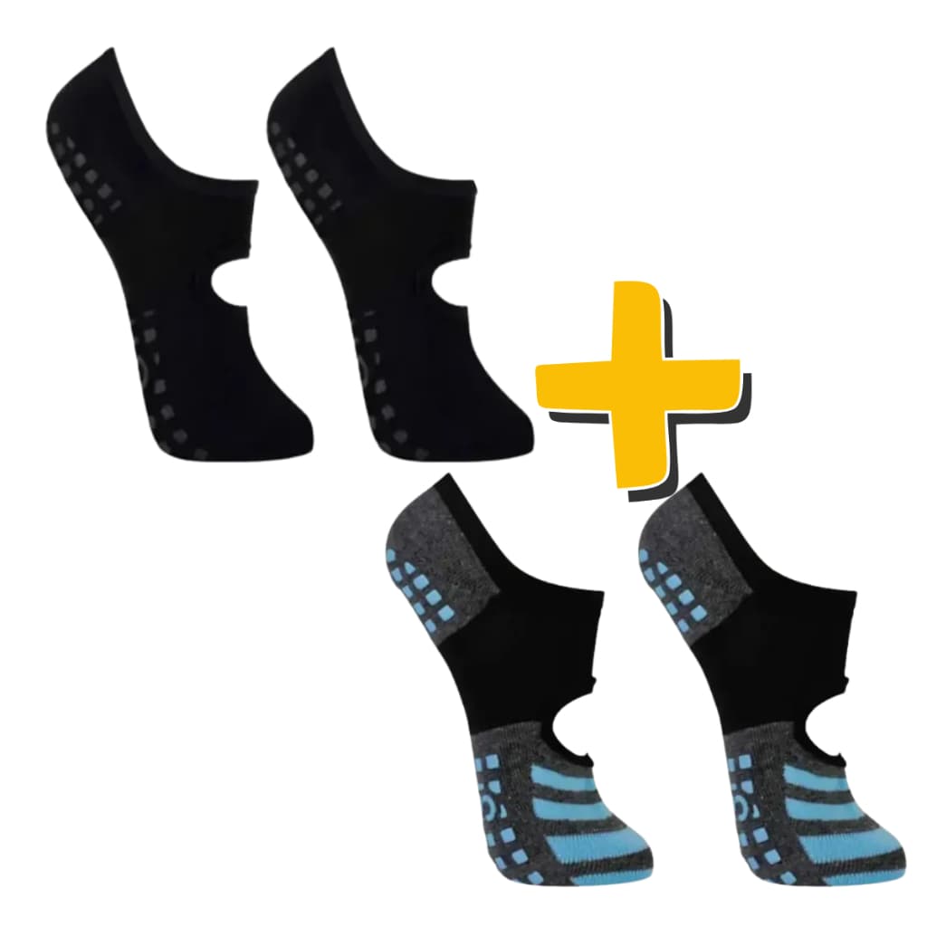 Kit 2 Pares Meia Sapatilha Antiderrapante Pilates Yoga Hidroginástica