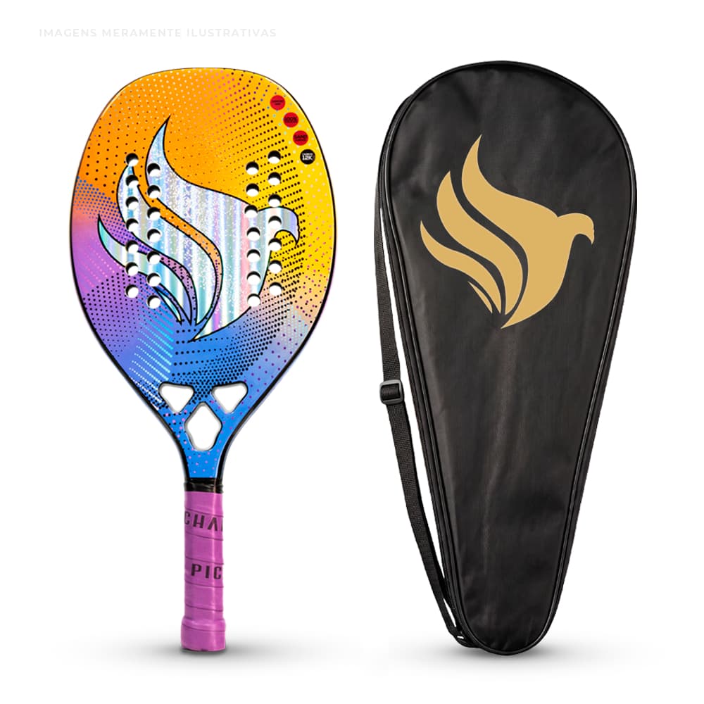 Raquete de Beach Tennis Pichau Nazareth Beach 12K Carbon 28 Furos, PES-RKT-NB