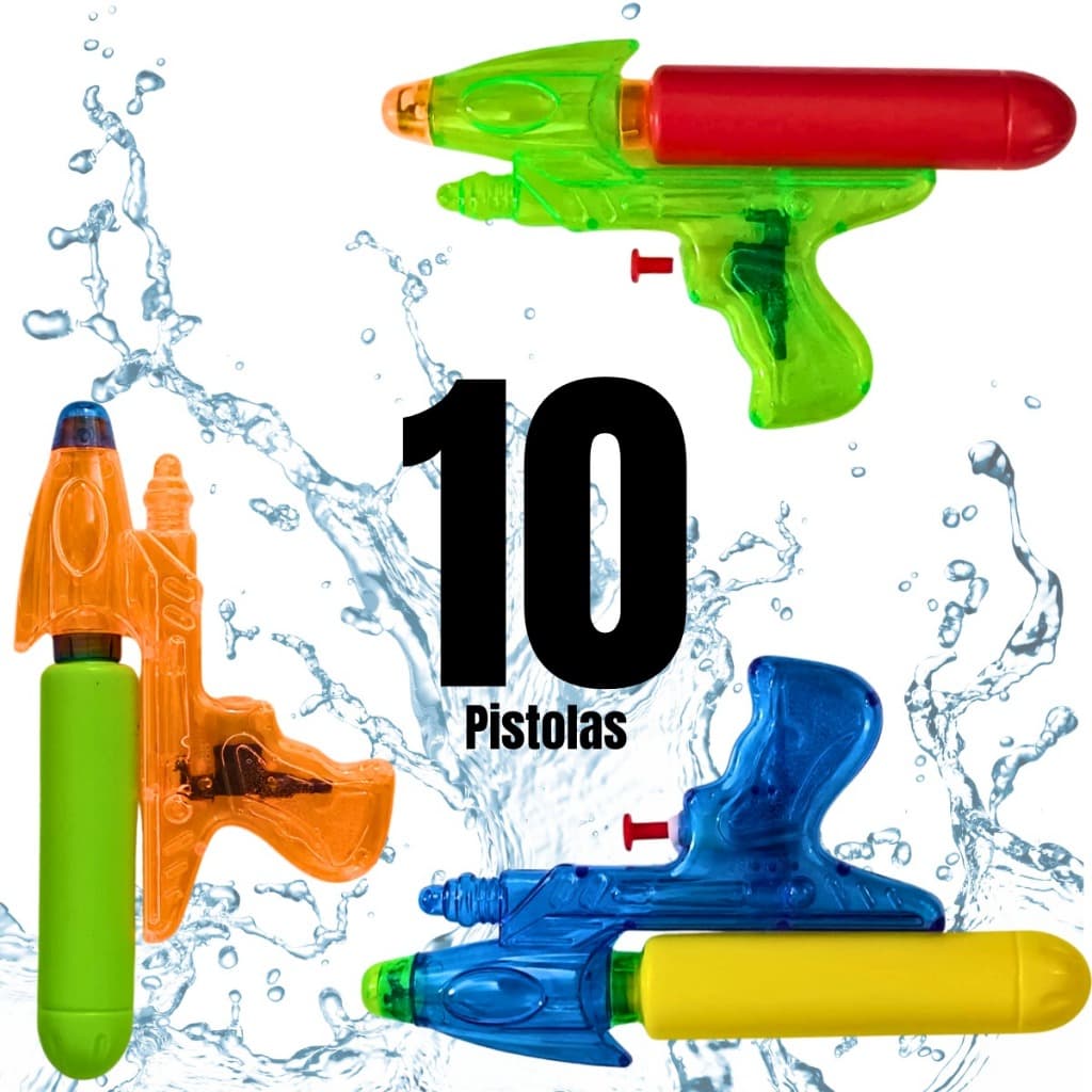 Pistola Kit 10 Unidades Aquática Criança Lança Água Infantil Brincadeira Verão Ar Livre Arminhas