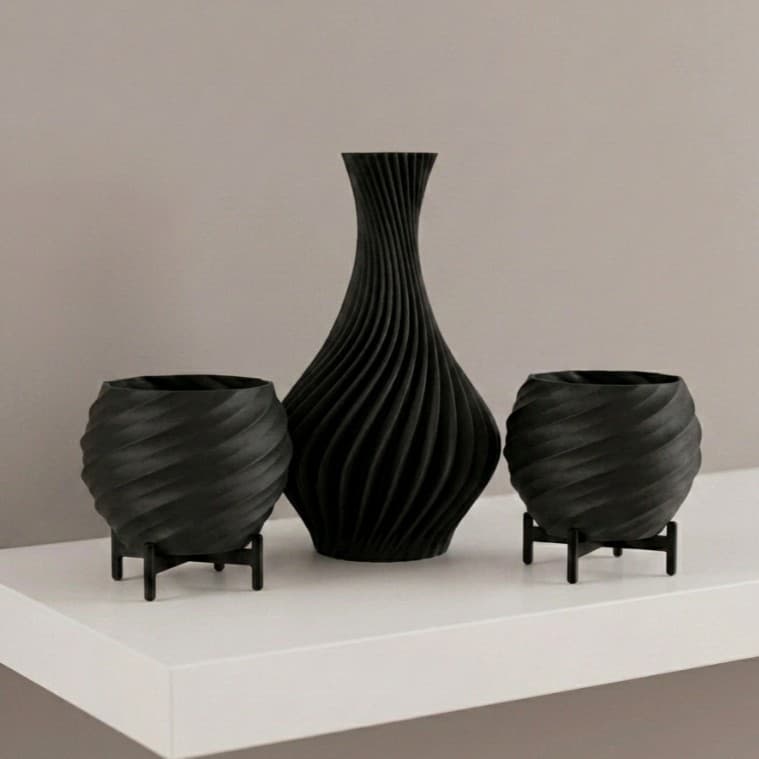 Kit 3 Vasos de Decoração Enfeites Impressora 3D Vasos Para Sala Casa e Decoração Várias Cores