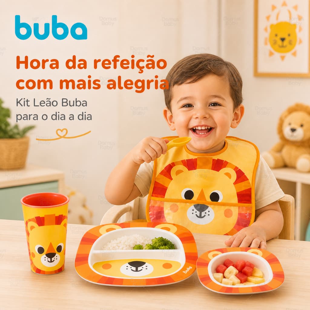 Kit Refeição Completo Buba 2 Pratos Copo e Babador Infantil