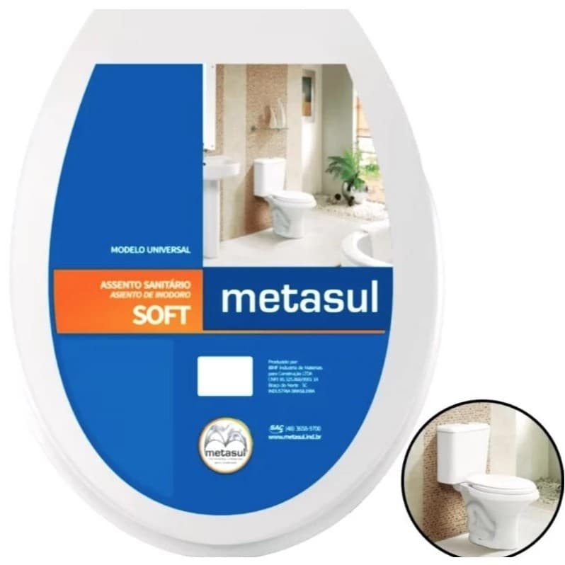 Assento sanitário Soft Metasul confortável resistente durável banheiro moderno fácil de instalar