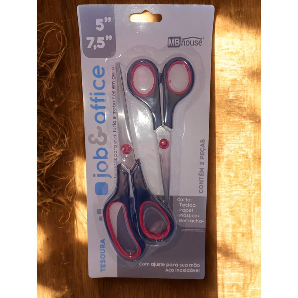 Kit 2 Tesouras Profissionais 5" e 7,5" Aço Inox Multiuso Escritório e Trabalhos em geral