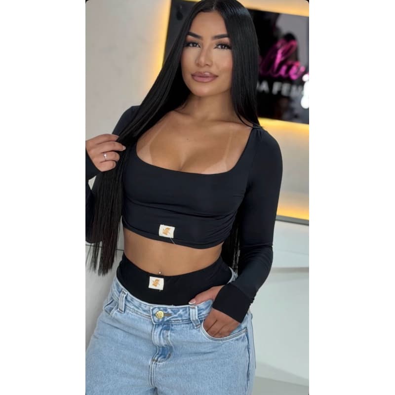 conjunto manga longa hot Pant feminino
