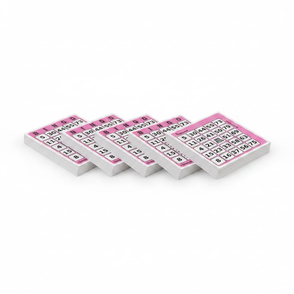 Kit 5 Blocos Cartela de Bingo 96 Folhas Jogo Festa Evento Família Rosa Azul