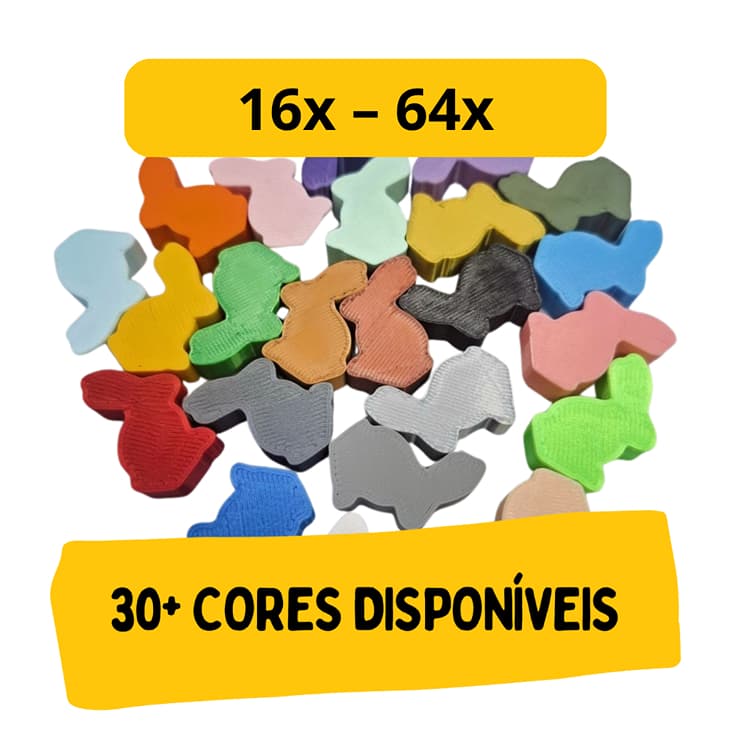 Kit de Coelhos para Dixit - Meeples para Board Game - Peças de Jogo de Tabuleiro - 16 a 64 Unidades
