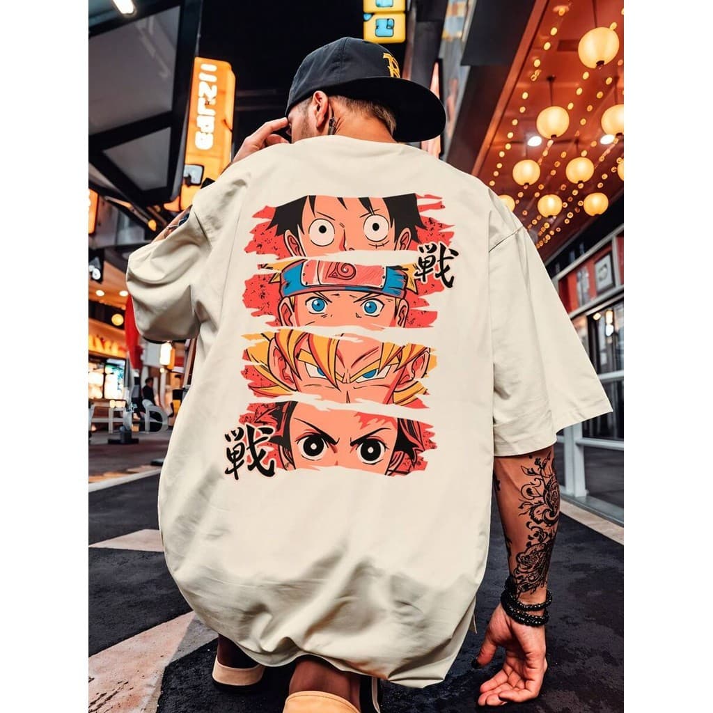 Camiseta oversized anime Street Wear 1005 algodão