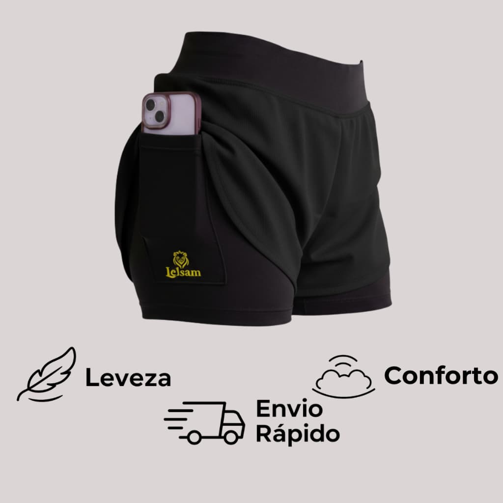Short 2 em 1 Feminino Com Forro Academia Corrida Alta Qualidade