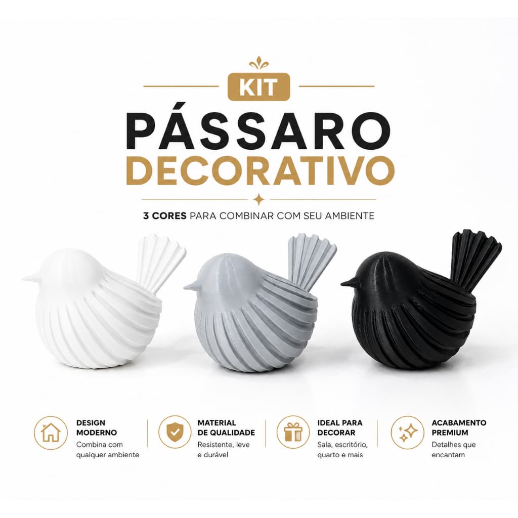 Kit Pássaro Decoração Sala Esculturas Minimalista Moderno Elegantes Design Premium Quarto Escritório