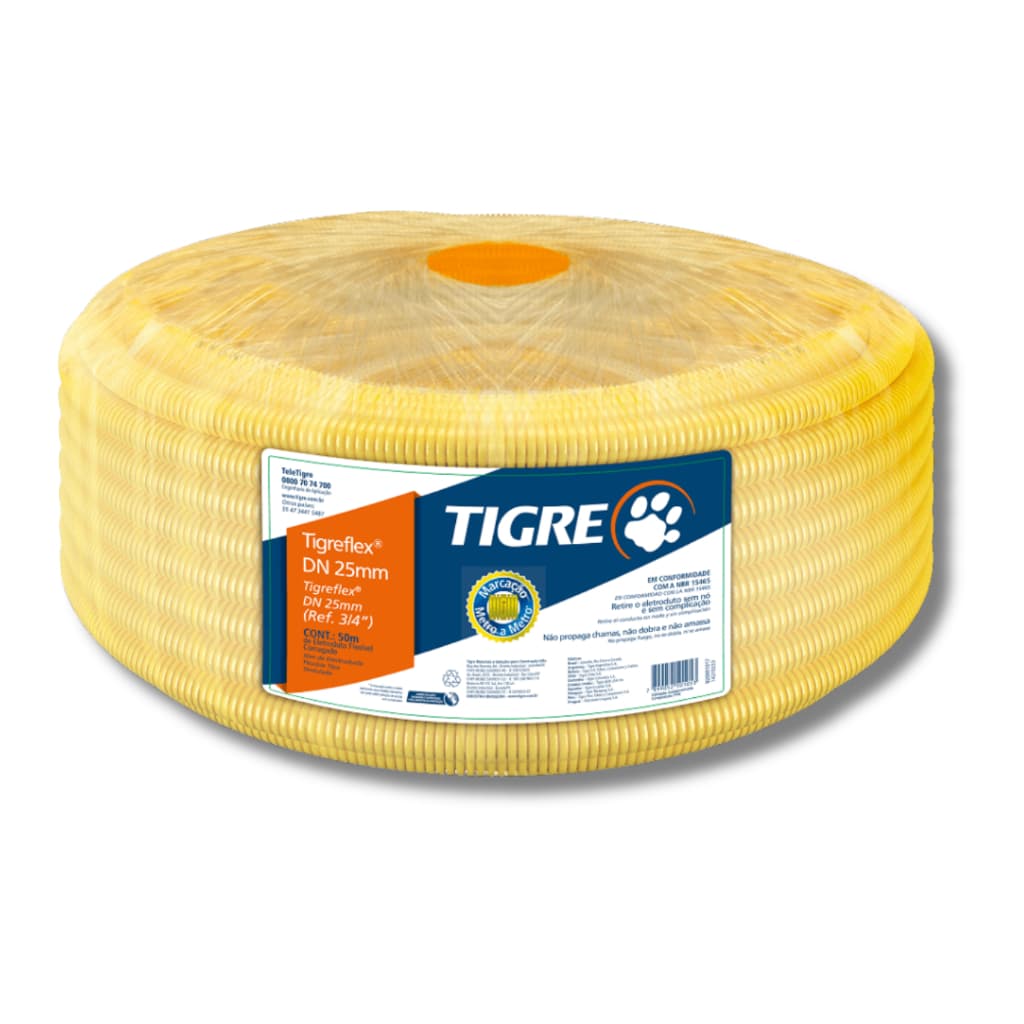 Conduíte Corrugado 1" (32mm) Eletroduto PVC 25 Metros - Tigre Flex
