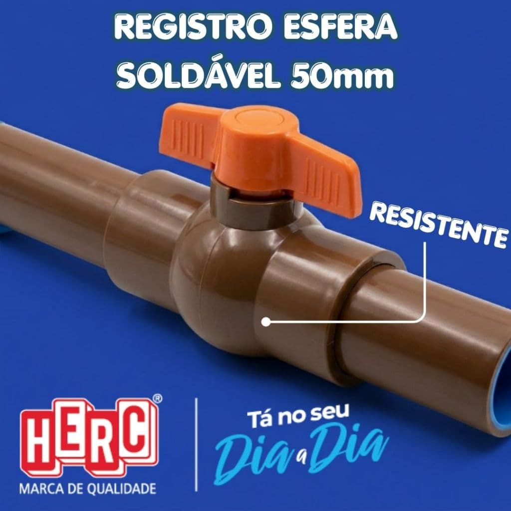 Registro de Esfera 50mm Herc Soldável PVC Alta Pressão