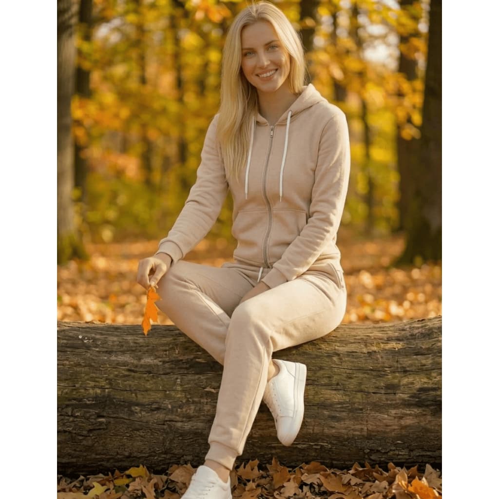 Agasalho Feminino Moletom Completo Com Zíper E Bolso Canguru Conjunto De Frio Feminino Ideal Para Viagens E Dia A Dia