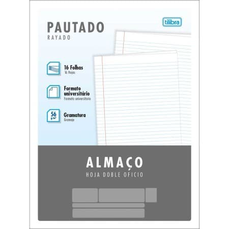 Folha De Papel Almaço Com Pauta 16 Folhas Escolar - tilibra