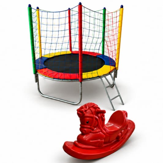 Cama Elástica Infantil Pula Pula Trampolim Nacional Premium 1,83m + 1 Gangorra 1 Lugar - Rotoplay