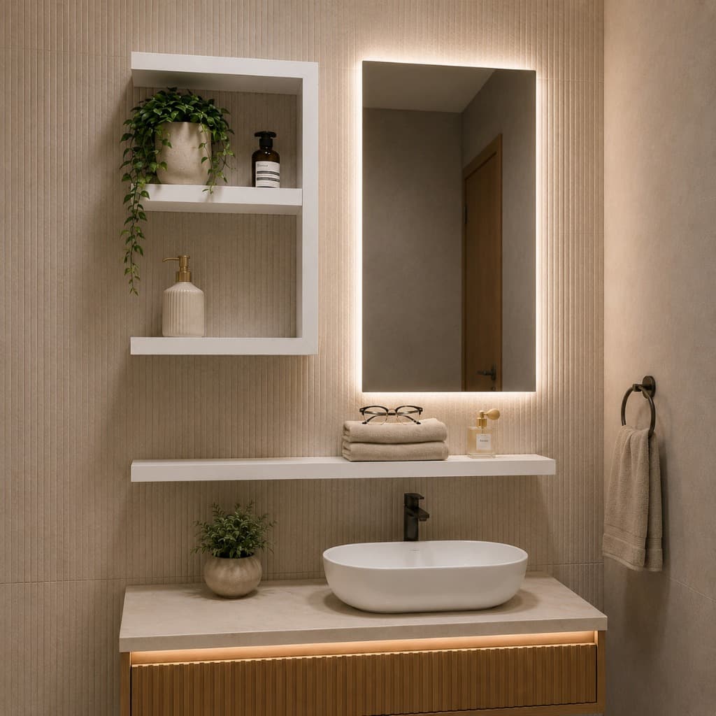 Armário Móvel 50x50cm Suspenso em MDF Branco com Nicho Aéreo Para Banheiro Lavabo toalete Prateleira Armario