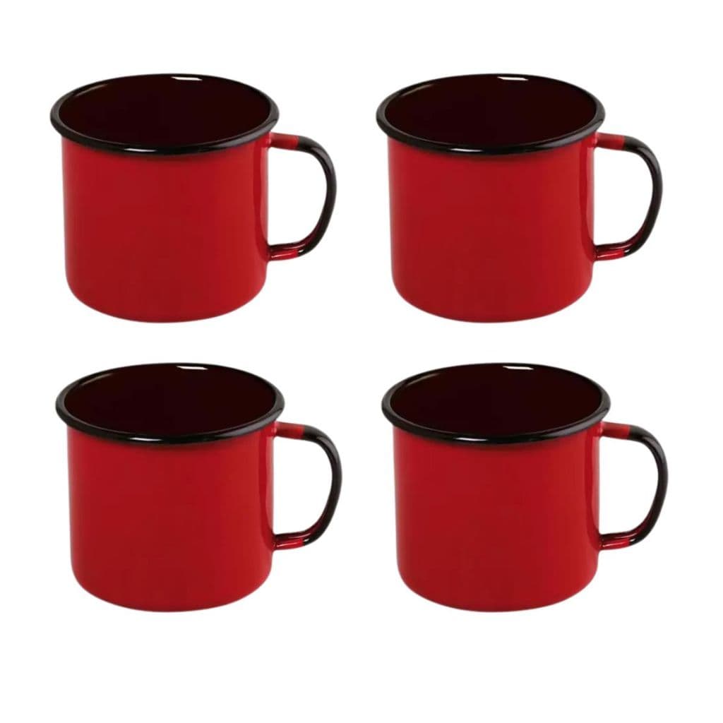 Kit 4 Canecas Aço Esmaltada 70ml Qualidade Ewel 4,5 Vermelho