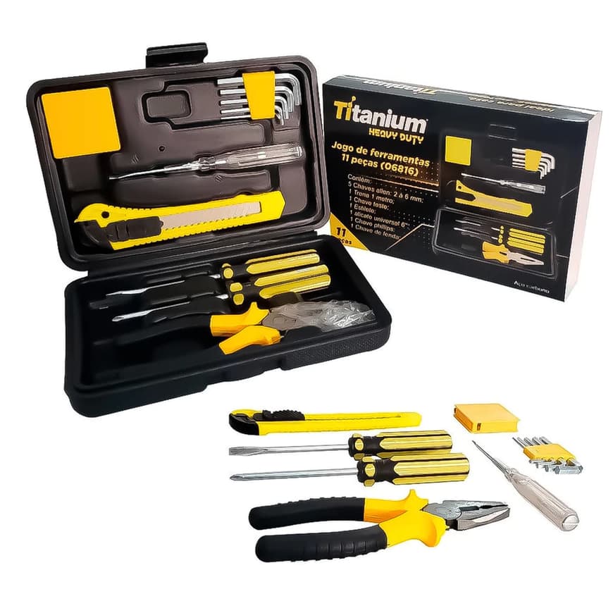 Kit Jogo De Ferramentas 11 Peças com Maleta Jogo Completo Consertos Domésticos e Automotivo