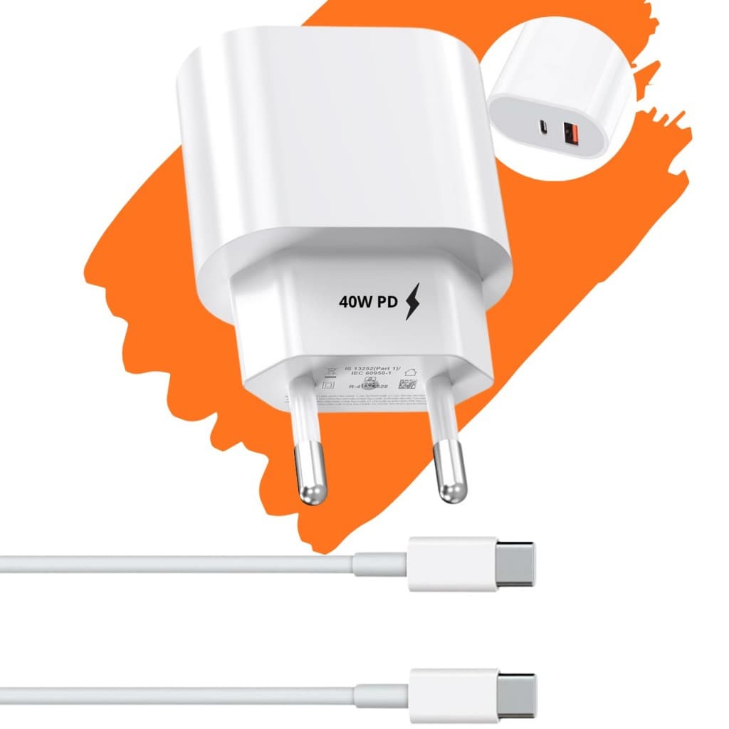 Carregador Turbo 40w iPhone 15 Iphone 16 Turbo Tipo-C 40W + Cabo Tipo-C para Tipo-C