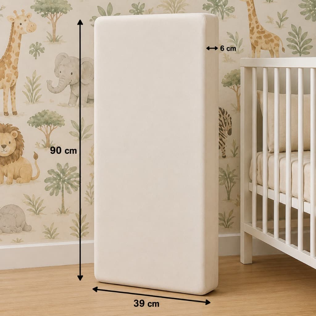 Colchão Premium Bebê 90x39x6cm Macio Confortável Berço Chiqueirinho Cercadinho e Carrinho Moisés