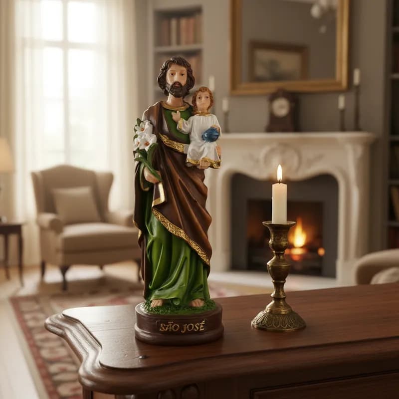 Imagem São José 15 cm Em Resina Decorativa