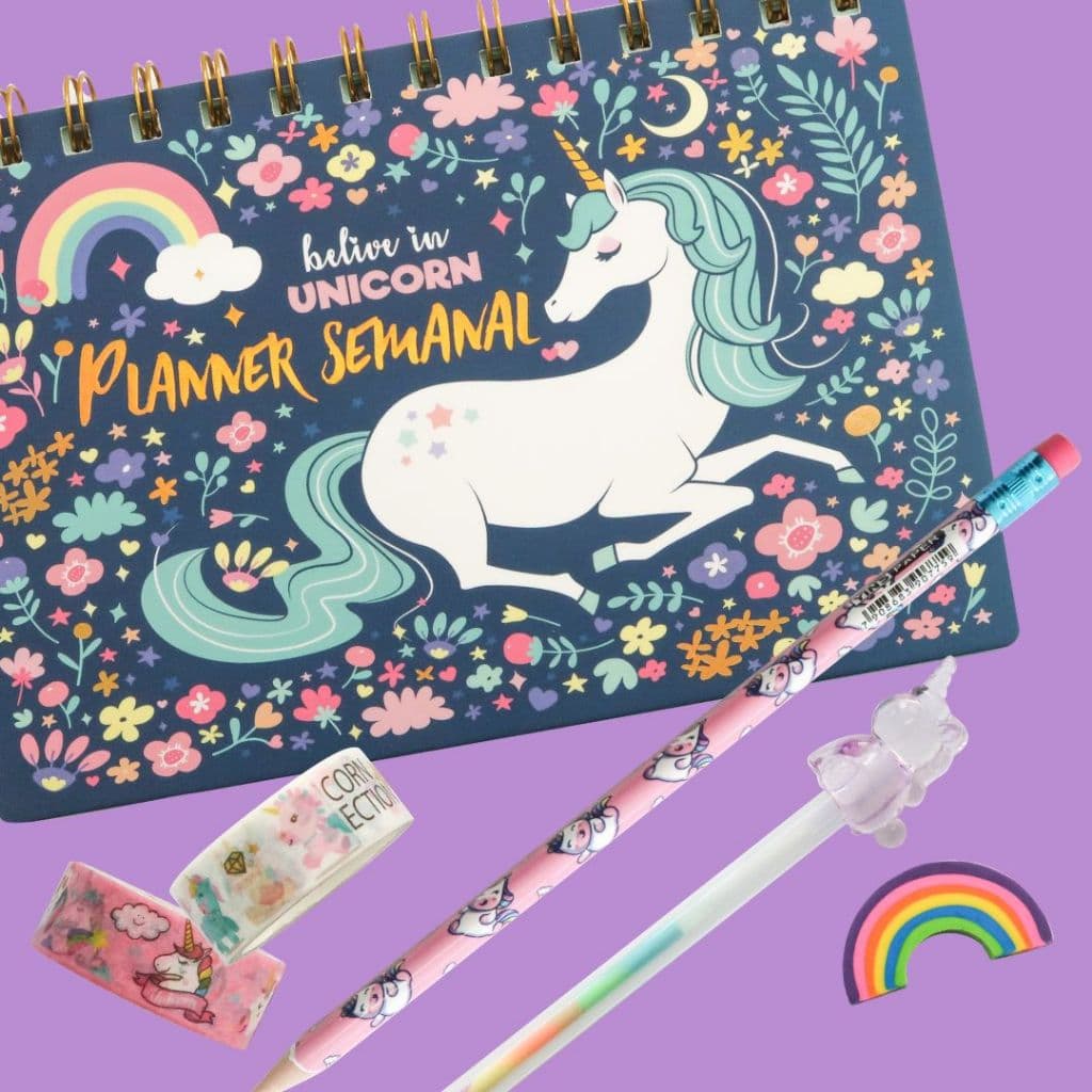 Kit Papelaria Unicórnio Fofo para Presente Criativo e Kawaii