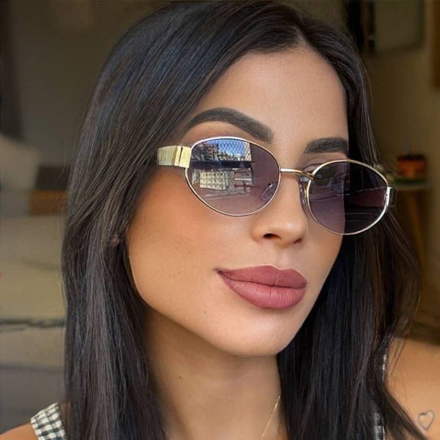 Oculos Pequeno Metal Glamour Feminino Estiloso com Design Sofisticado Urbano Blogueira Chique