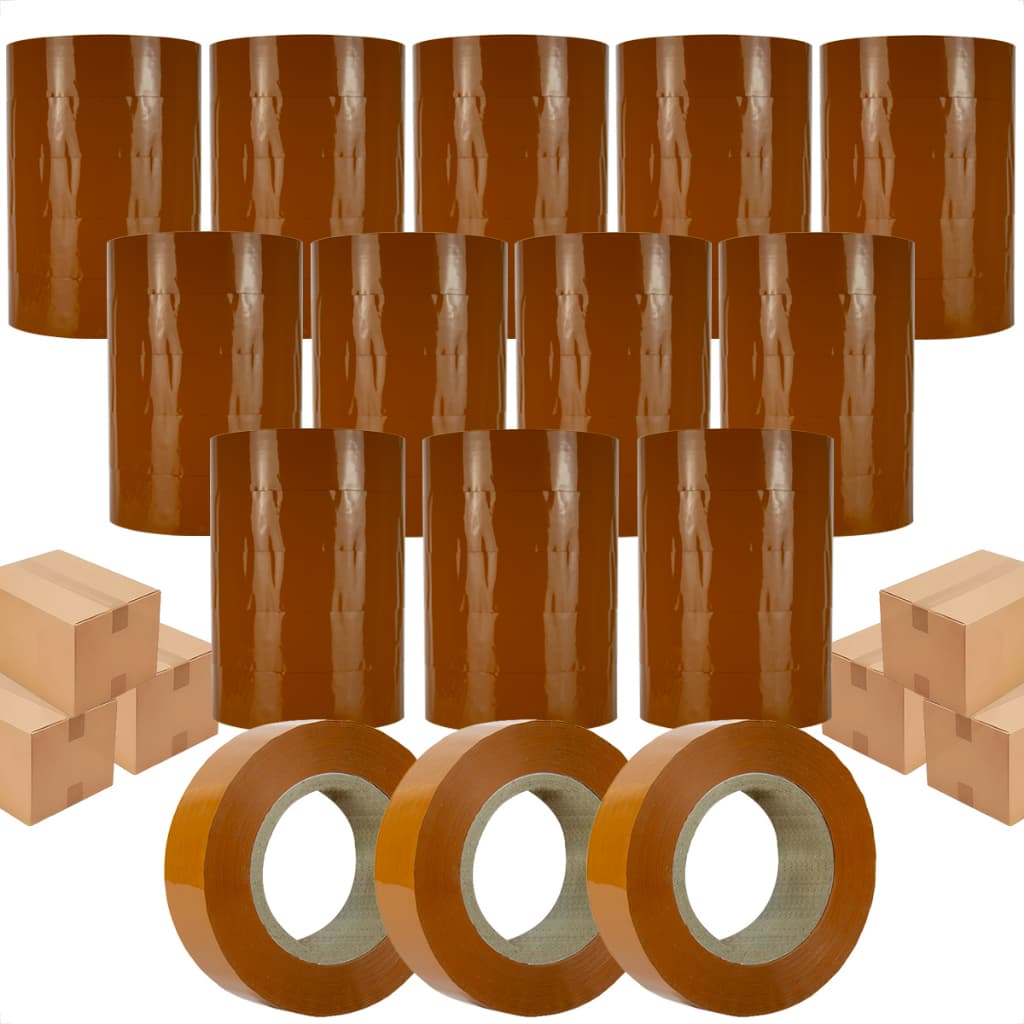 Kit 42 Rolos Fitas Marrom 500m Embalar Durex Caixas Grande Larga Adesiva Embalagem Papelaria