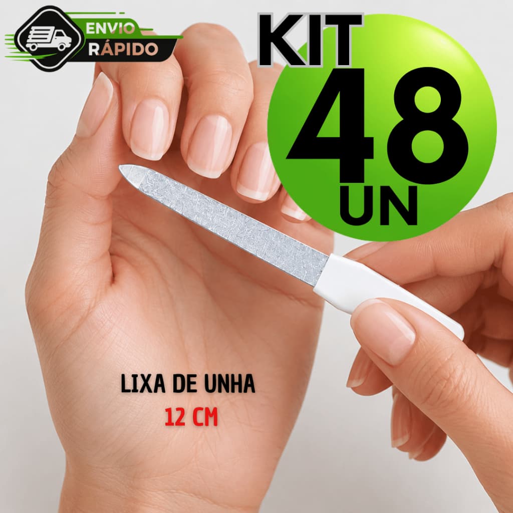 Jogo  Lixa Lixas  de Unha Metálica 12cm Premium Facilidade Manicure Utilidades Resistente Atacado