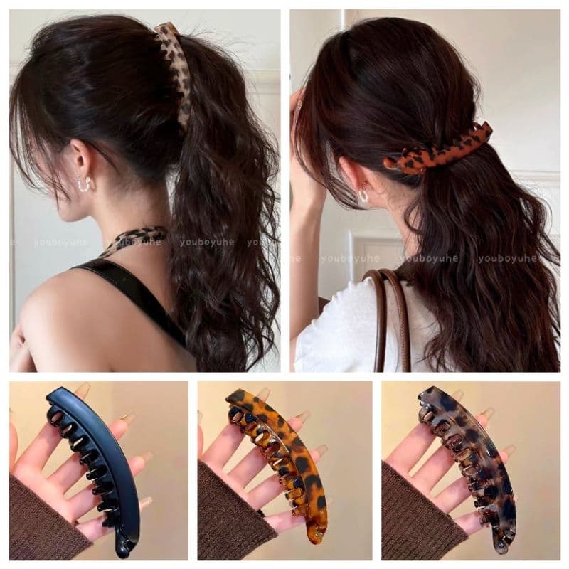 Presilha de Cabelo Banana Grande Prendedor Garra Curvada Antiderrapante para Rabo de Cavalo Coque Tendência 2026 fashion