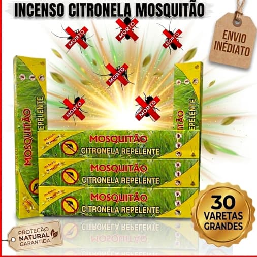 Incenso Repelente MOSQUITÃO 30 Varetas Grandes Citronela. Mata pernilongos, mosquitos e mosq. Dengue